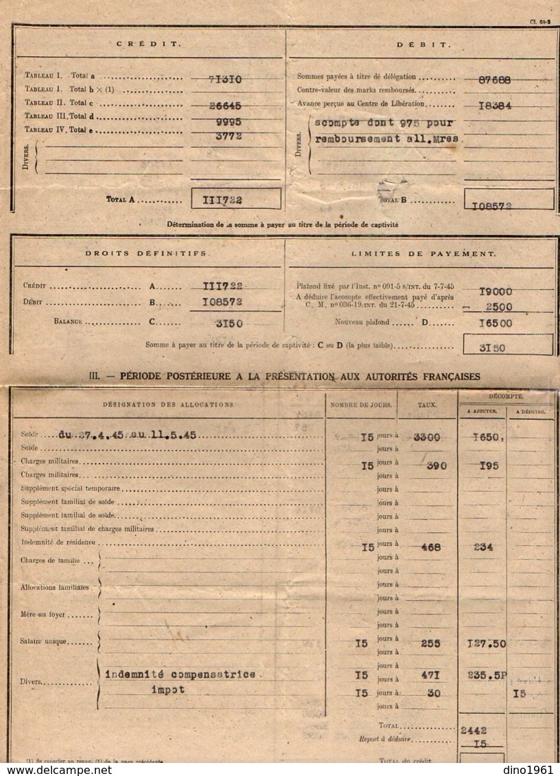 VP16.999 - 1946 - Lettre Du Centre D'Administration Territorial De PARIS Au Soldat BRIZARD Ancien Prisonnier De Guerre - Dokumente