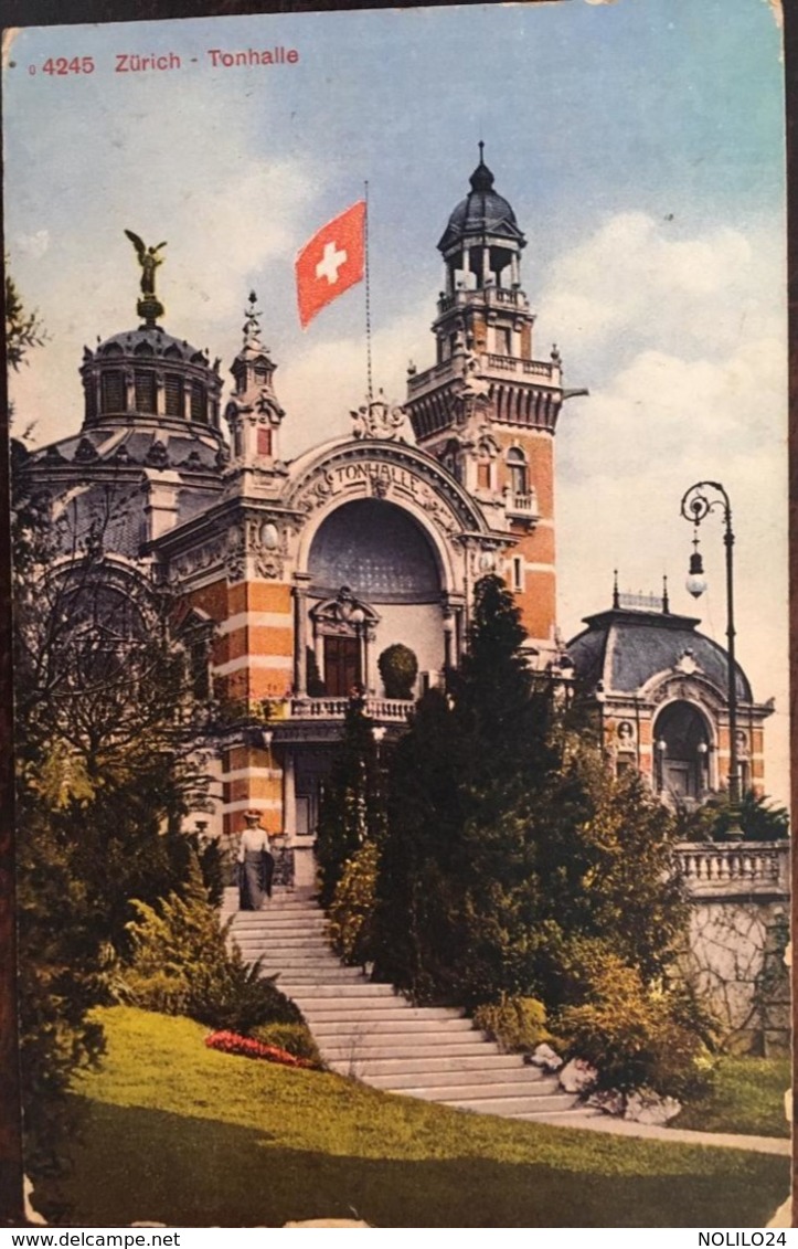 Cpa, Zürich, Tonhalle,1918, Cachet Ambassade France, Service Internement Des Prisonniers De Guerre En Suisse, Militaria - Zürich