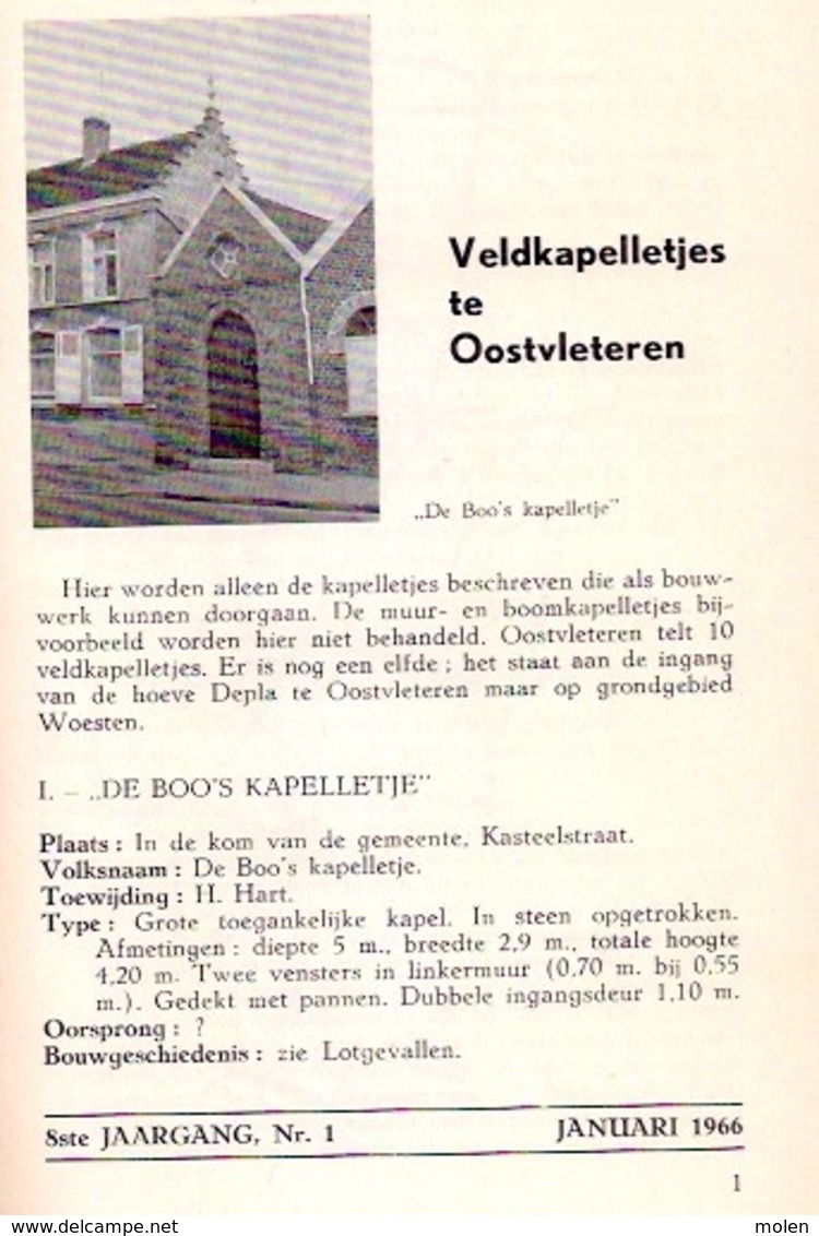 ©1966 11 KAPELLEN OOSTVLETEREN Vleteren IEPER Van Over De Schreve BERGUES Nr 1 HEEMKUNDIGE KRING BACHTEN DE KUPE Z353-13 - Vleteren