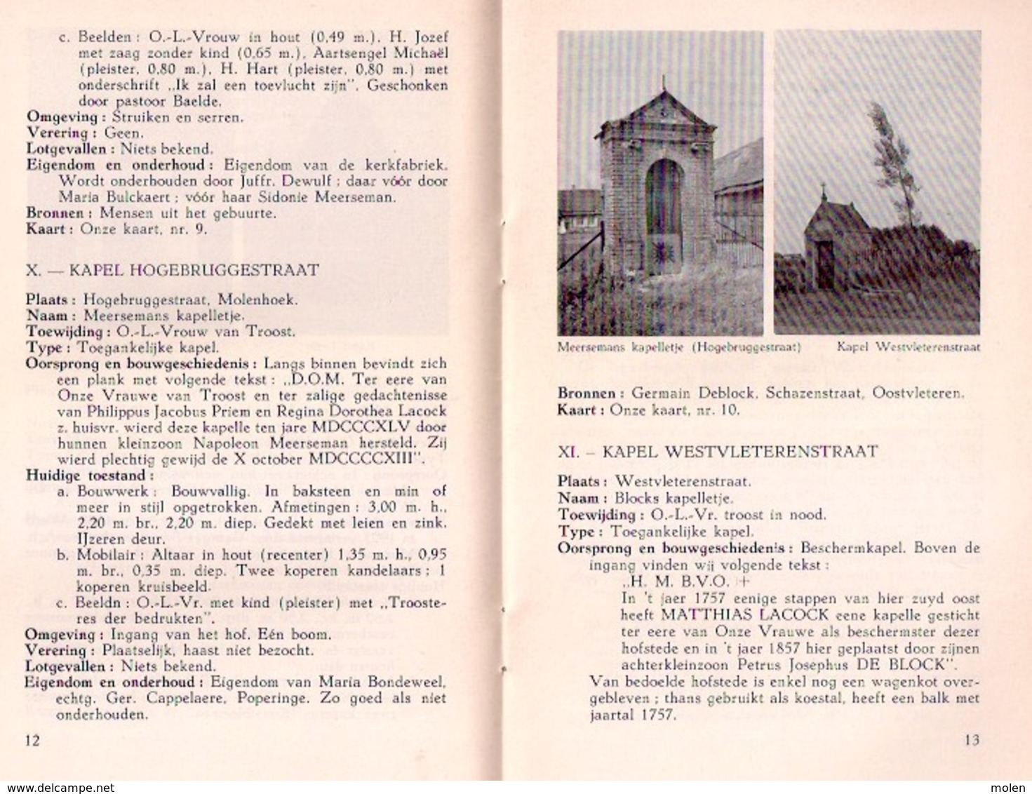 ©1966 11 KAPELLEN OOSTVLETEREN Vleteren IEPER Van Over De Schreve BERGUES Nr 1 HEEMKUNDIGE KRING BACHTEN DE KUPE Z353-13 - Vleteren