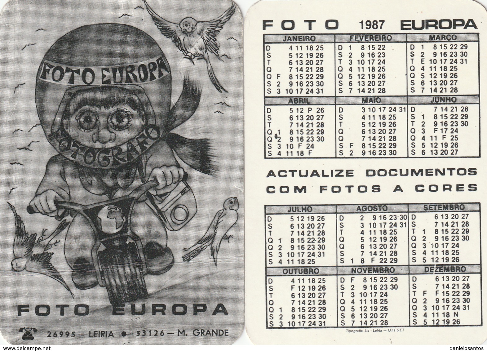 1987 Pocket Calendar Calandrier Calendario Portugal Fotografia Photos Fotos Foto Europa Leiriae Marinha Grande - Grand Format : 1981-90