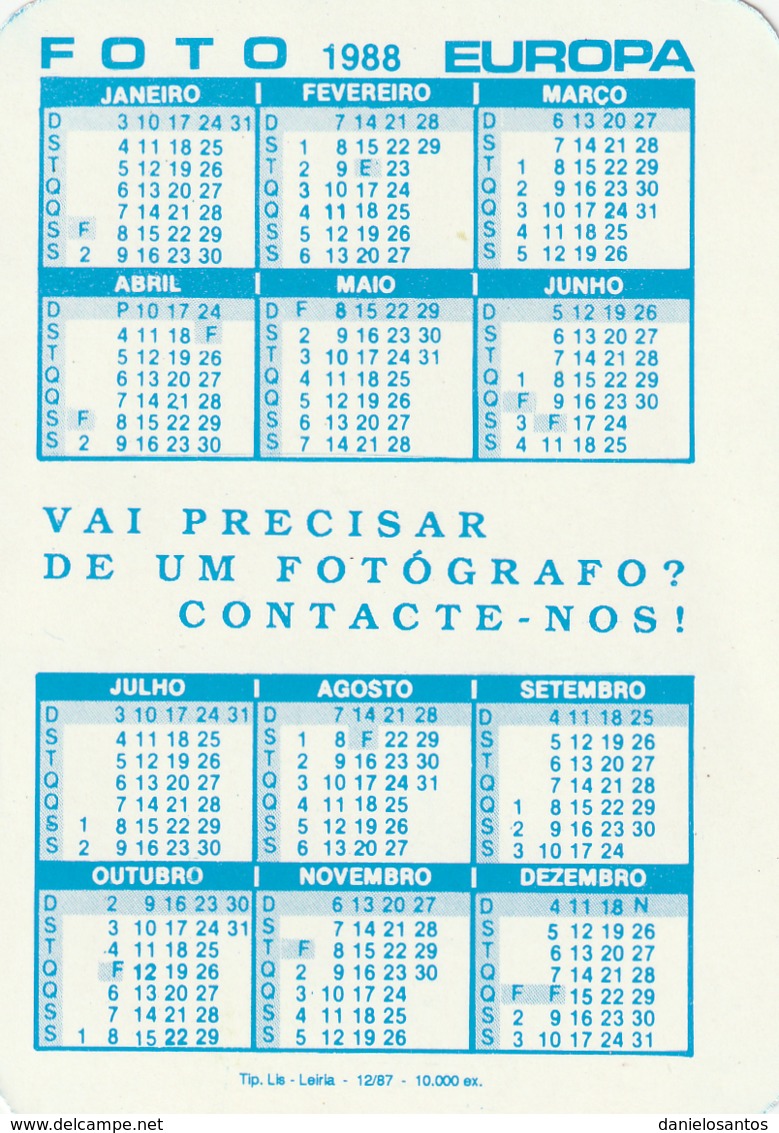 1988 Pocket Calendar Calandrier Calendario Portugal Fotografia Photos Fotos Foto Europa Leiriae Marinha Grande - Grand Format : 1981-90