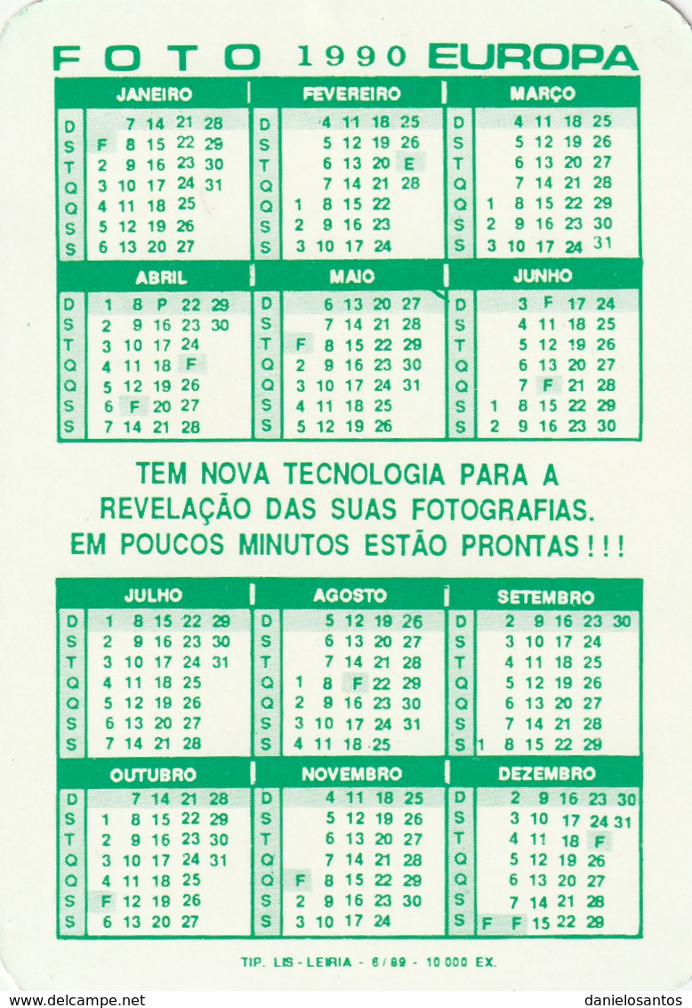 1990 Pocket Calendar Calandrier Calendario Portugal Fotografia Photos Fotos Foto Europa Leiriae Marinha Grande - Grand Format : 1981-90