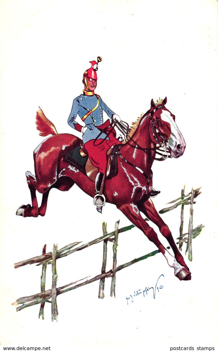 Militär, Soldat Zu Pferd, Sign. Schönpflug - Schönpflug, Fritz