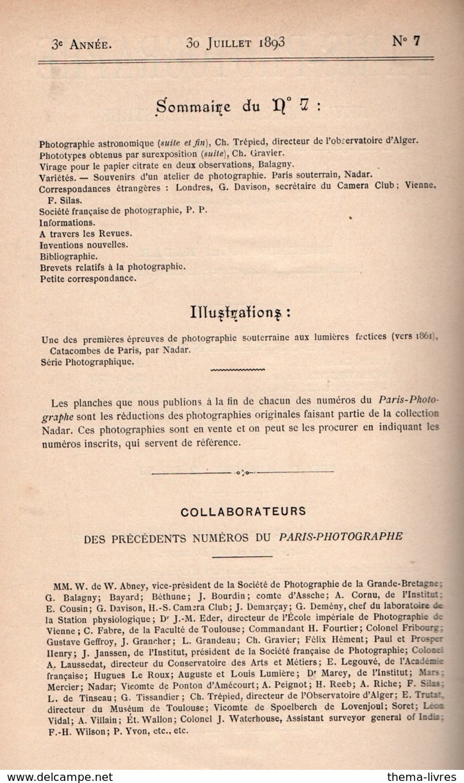 (photo)  Revue PARIS PHOTOGRAPHE NADAR 3e Année N°7   Planche Photos: Mlles Lamarre Et Cernay  (juil 1893) - Photographs