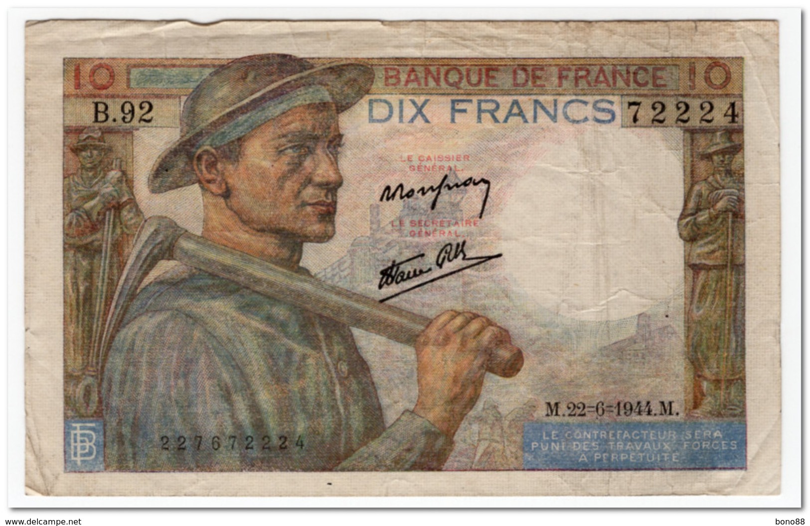 FRANCE,10 FRANCS,1942,P.99e,aVF - 5 F 1943-1947 ''Berger''