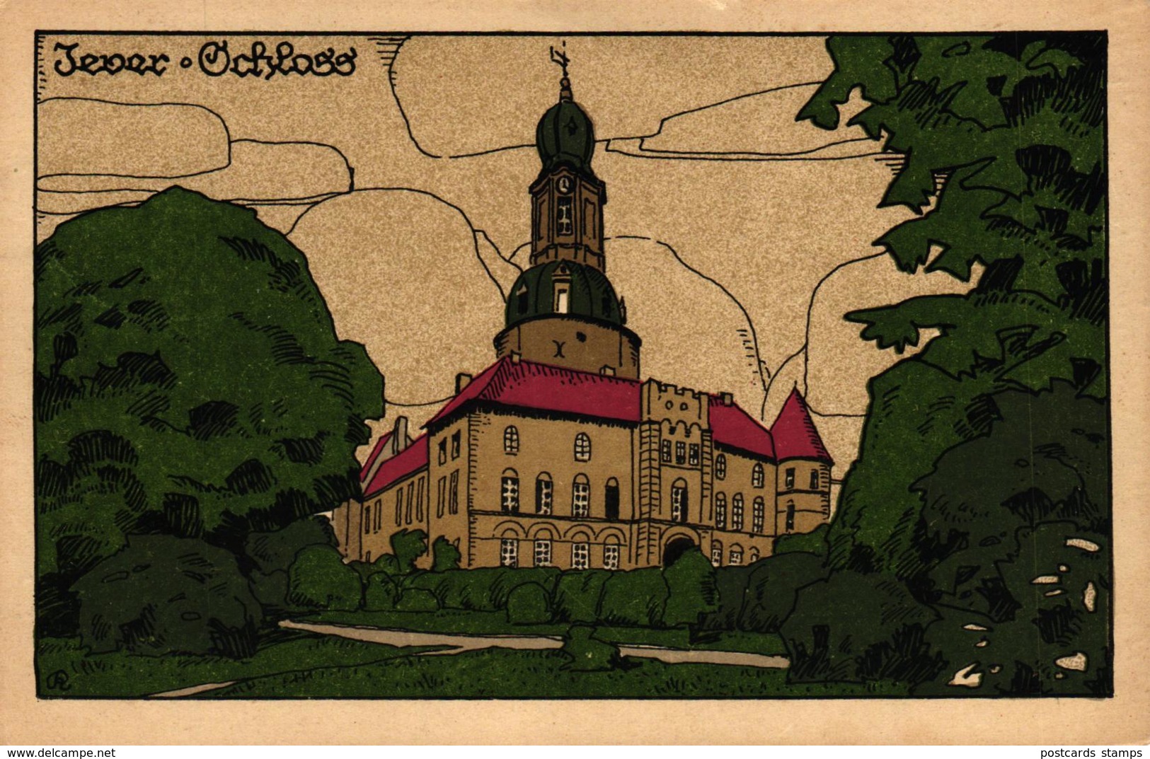 Jever, Schloss, Steindruck AK, 1926 - Jever