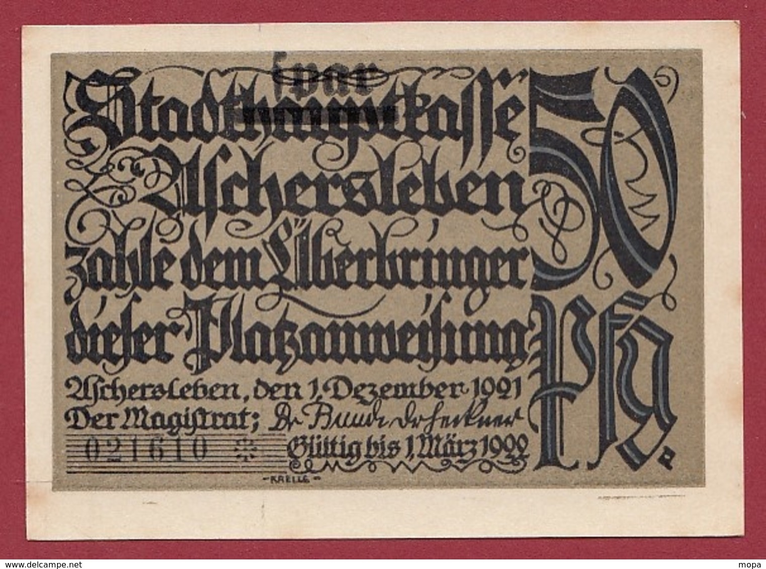 Allemagne 1 Notgeld 50 Pfenning Stadt Aschersleben Dans L 'état Lot N °5881 - Collections