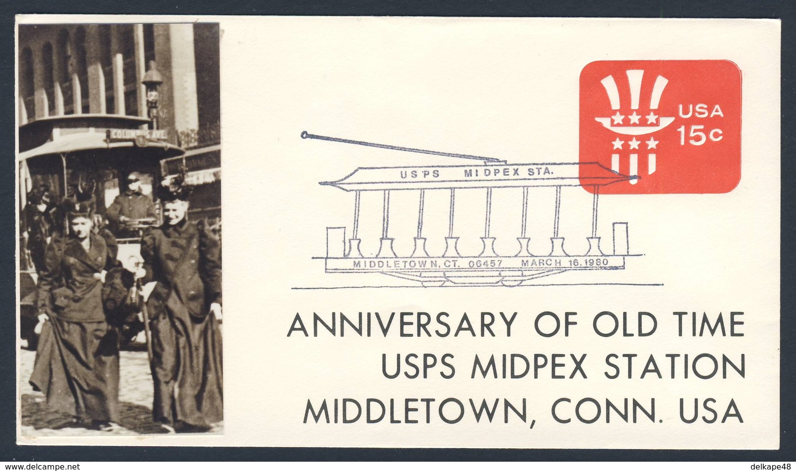 USA 1980 Cover Brief - Ann. Old Time USPS Midpex Station, Middletown - United States Postal Service - Treinen