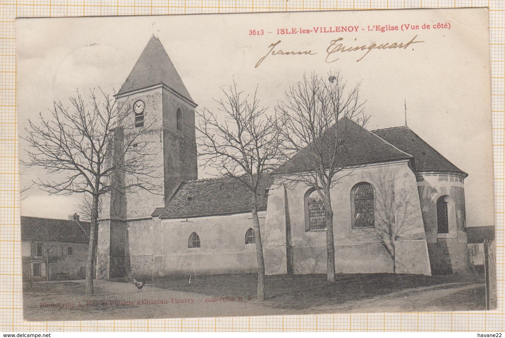 20A300  ISLES LES VILLENOY  L'EGLISE VUE DE COTE 2 SCANS - Esbly