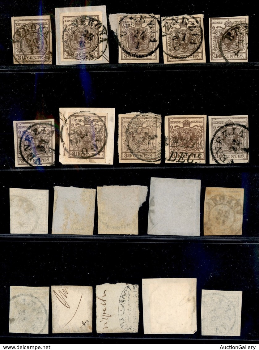 ANTICHI STATI ITALIANI - LOMBARDO VENETO - 1850 - 30 Cent (7) - 10 Diversi Usati (3 Su Frammenti) - Colori Diversi - Ins - Other & Unclassified