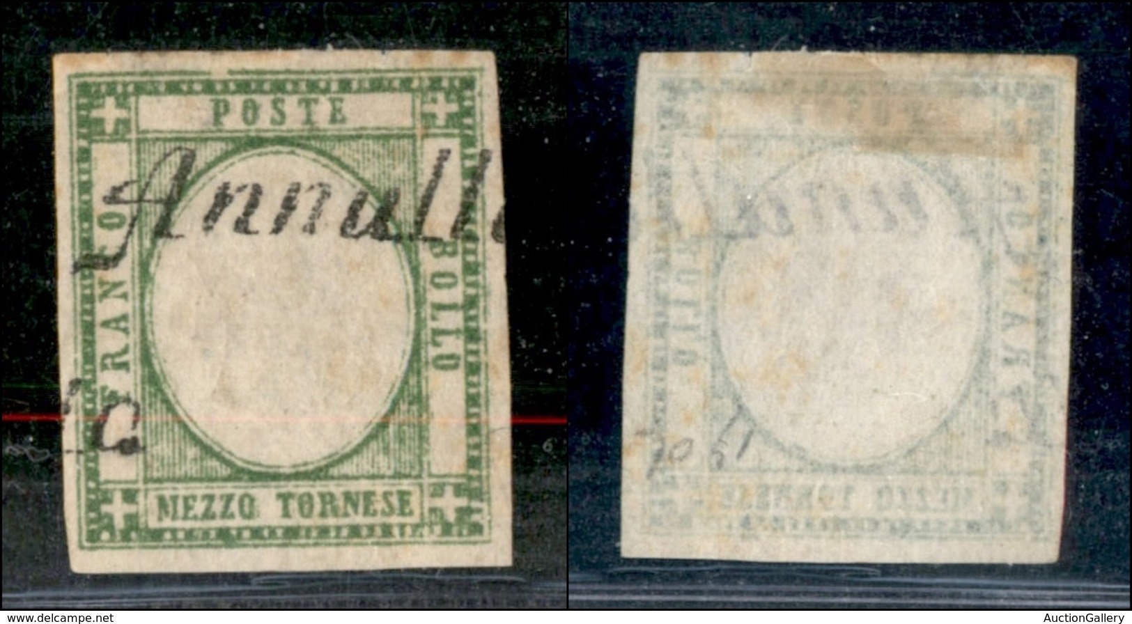 ANTICHI STATI ITALIANI - NAPOLI - 1861 - Mezzo Tornese (17d - Verde Smeraldo) Usato - Cert. AG (2.500) - Other & Unclassified