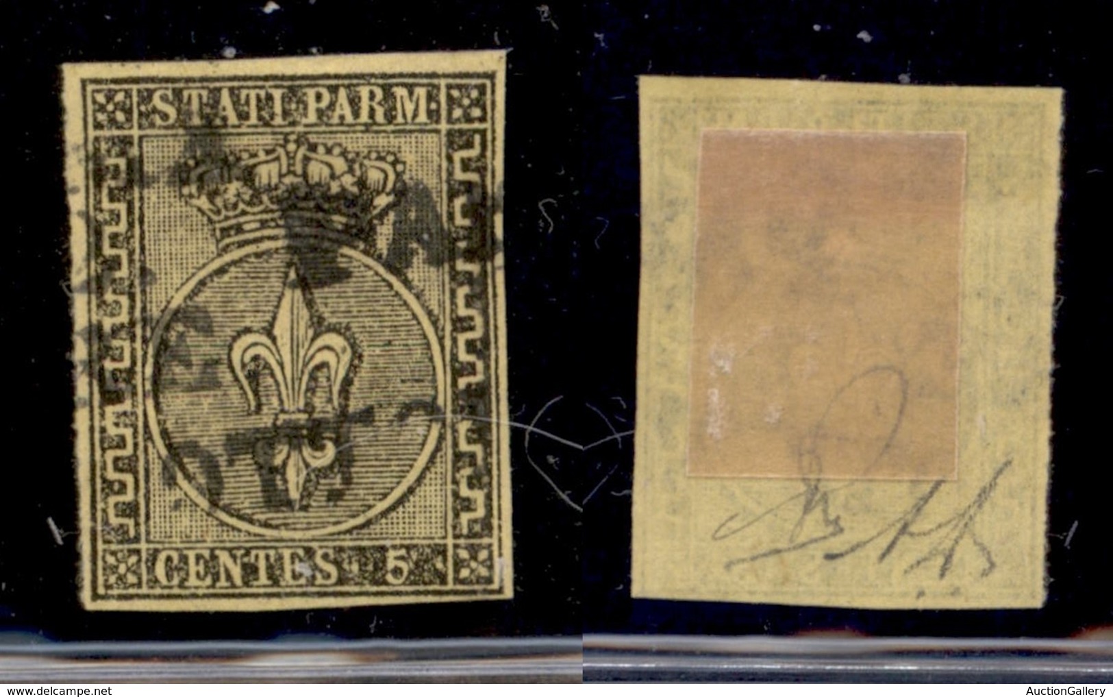 ANTICHI STATI ITALIANI - PARMA - 1852 - 5 Cent (1a - Giallo) Usato (300) - Otros & Sin Clasificación