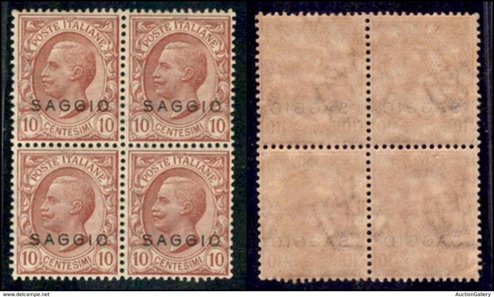 REGNO - POSTA ORDINARIA - SAGGI - 1906 - 10 Cent Leoni (82-CEI S77)  - Quartina Ottimamente Centrata - Gomma Integra - Sonstige & Ohne Zuordnung