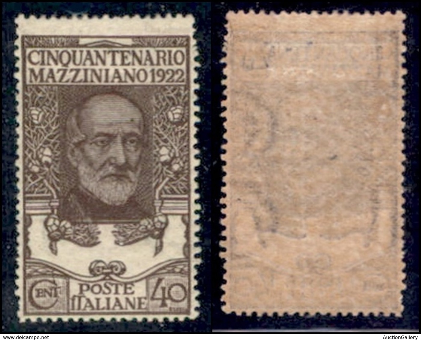 REGNO - POSTA ORDINARIA - 1922 - 40 Cent Mazzini  (129 Varietà Aa) - Filigrana Lettere Parziale (6/10) - Gomma Originale - Autres & Non Classés