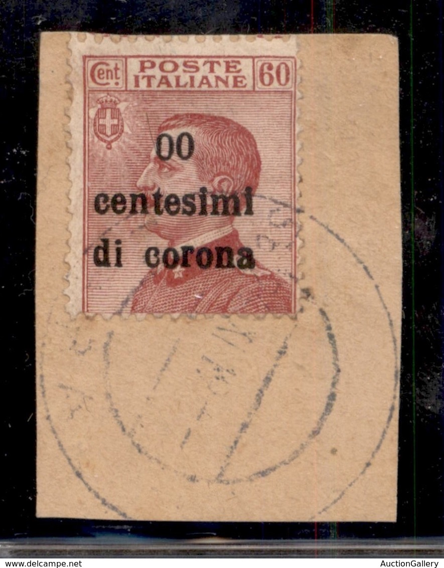 OCCUPAZIONI I GUERRA MONDIALE - TRENTO E TRIESTE - 1919 - 60 Su 60 Cent (10l) Soprastampa 00 - Frammento (400+) - Other & Unclassified