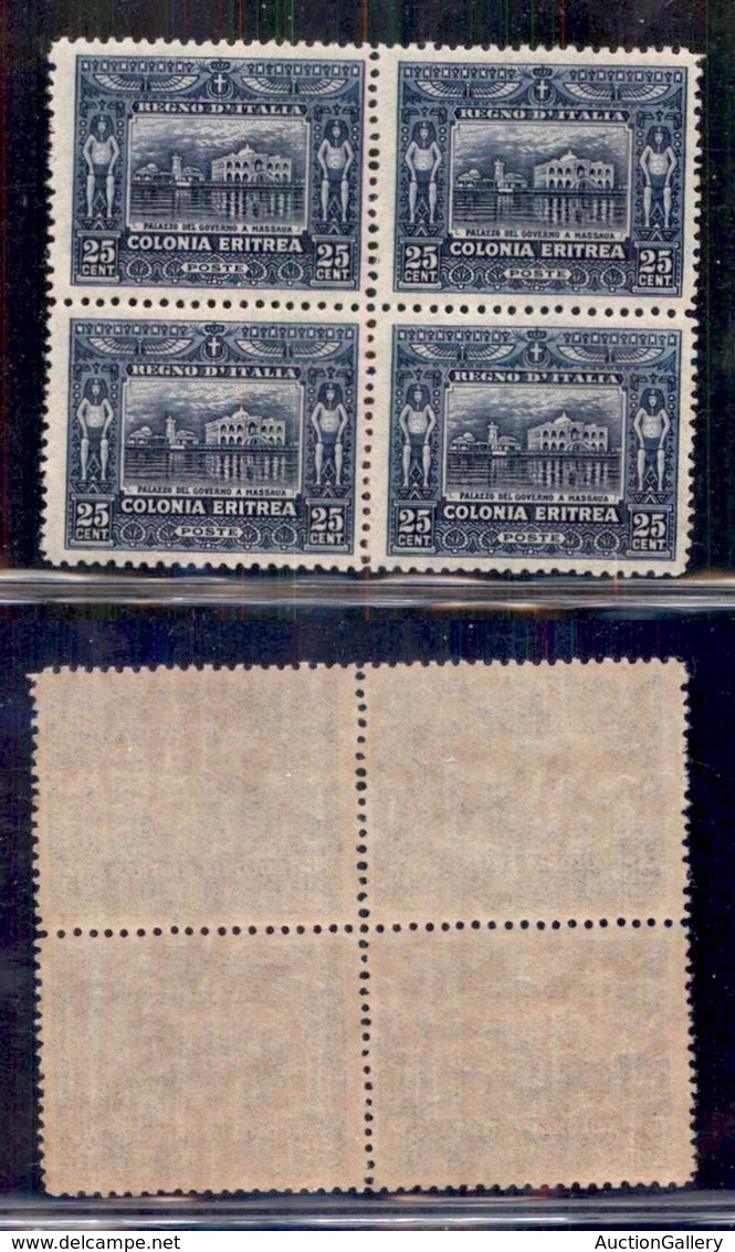 COLONIE - ERITREA - 1910 - 25 Cent (37) In Quartina - Gomma Integra (300) - Otros & Sin Clasificación