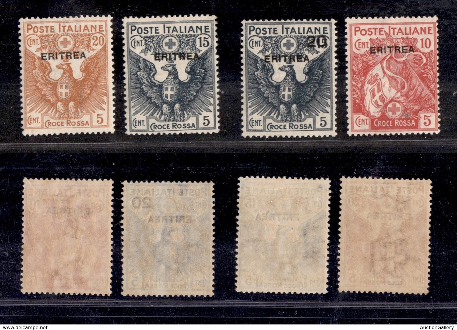 COLONIE - ERITREA - 1916 - Croce Rossa Soprastampati (41/44) - Serie Completa Di 4 Valori - Gomma Integra (350) - Sonstige & Ohne Zuordnung