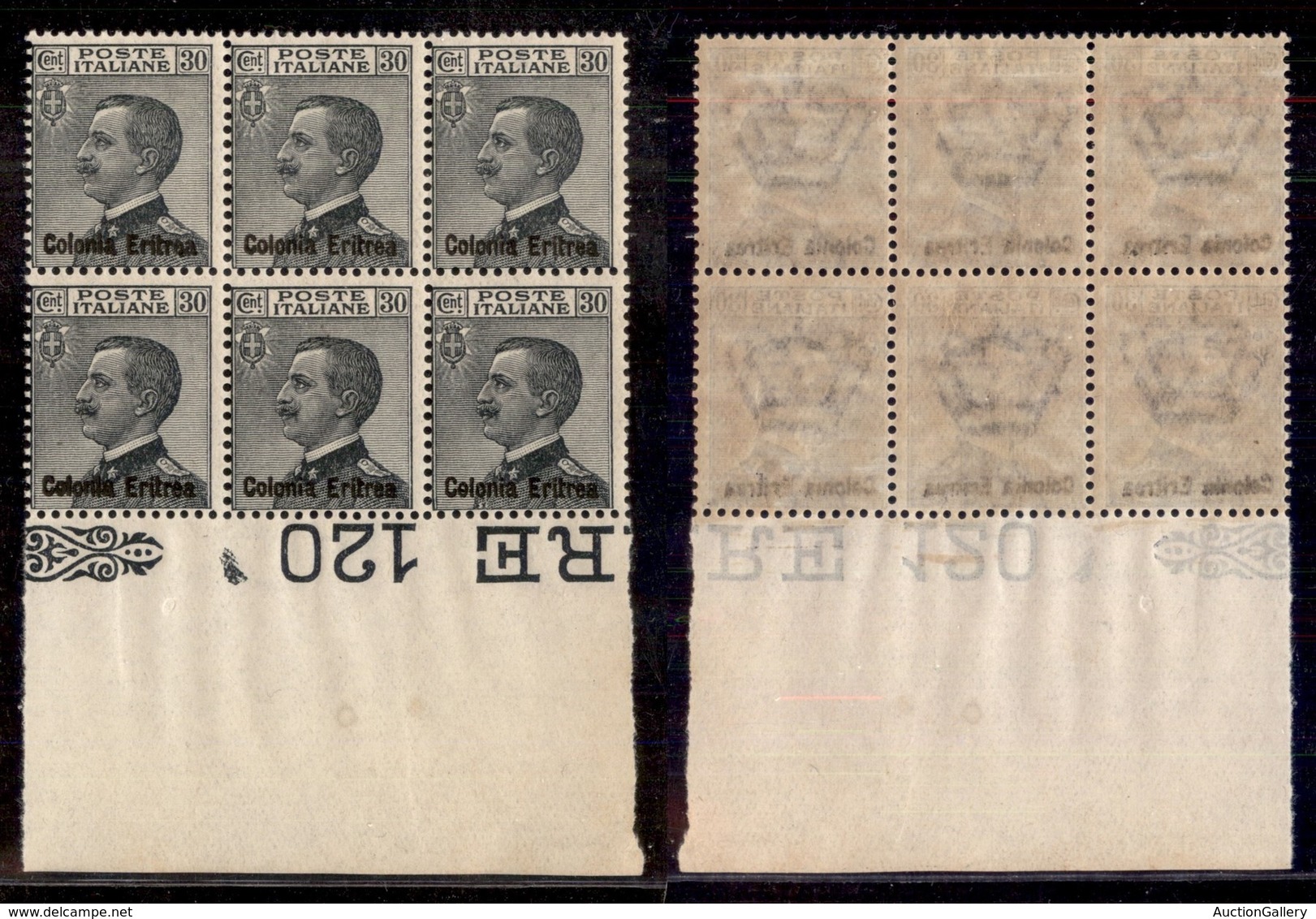 COLONIE - ERITREA - 1925 - Blocco Di Sei Del 30 Cent (94) - Bordo Foglio - Gomma Integra (600+) - Sonstige & Ohne Zuordnung