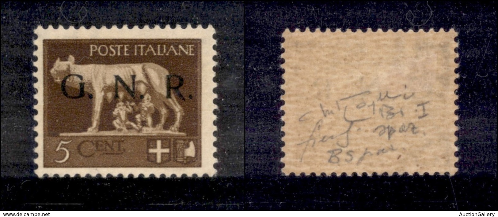 RSI - G.N.R. BRESCIA - 1943 - Soprastampa Spaziata - 5 Cent (470/A) - Gomma Originale - Fiecchi + Raybaudi + Cert. AG (2 - Sonstige & Ohne Zuordnung