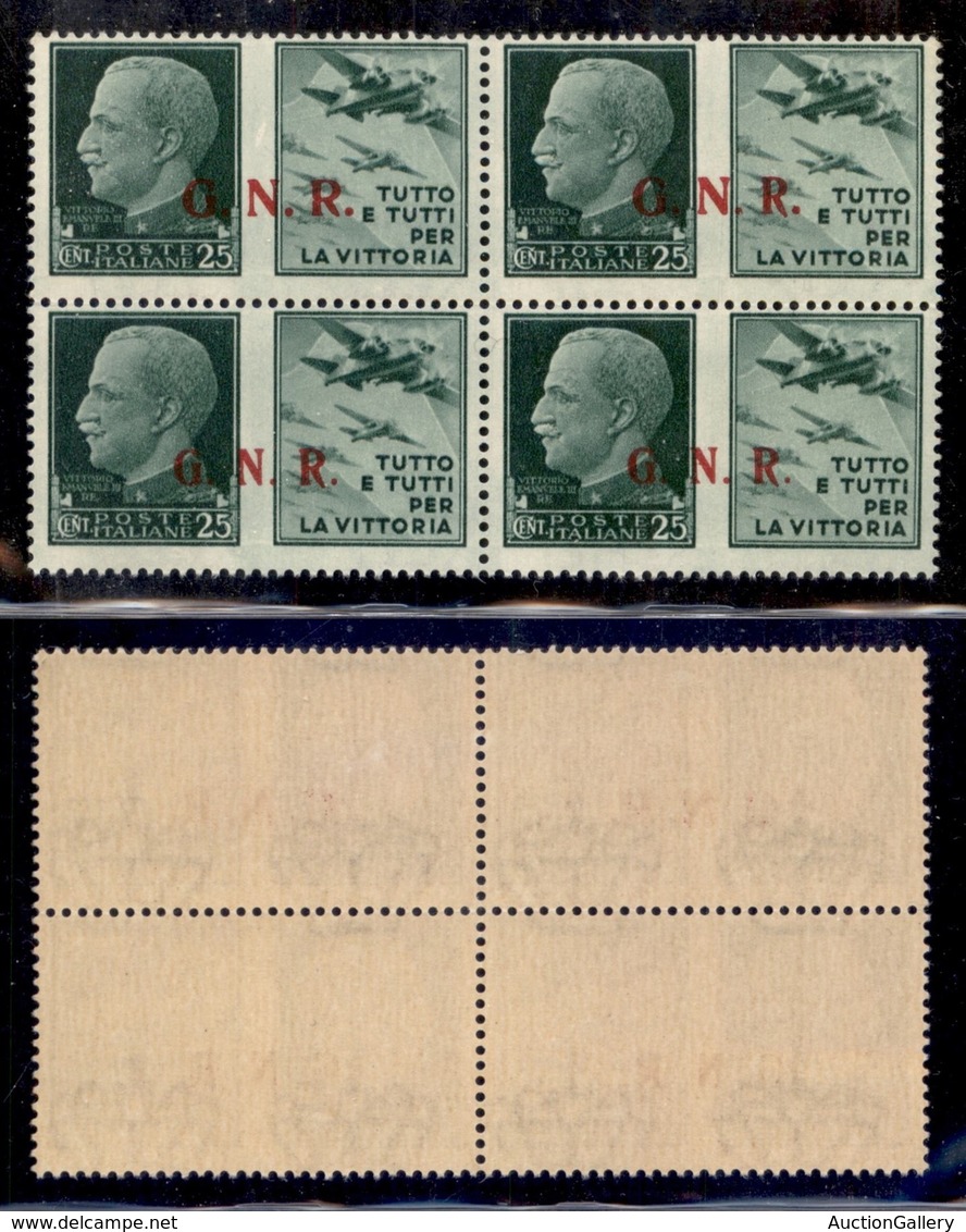 RSI - G.N.R. BRESCIA - 1943 - 25 Cent Aviazione (15/I + 15/Ia + 15/II + 15/II) - Trittico In Quartina - Gomma Integra (1 - Otros & Sin Clasificación