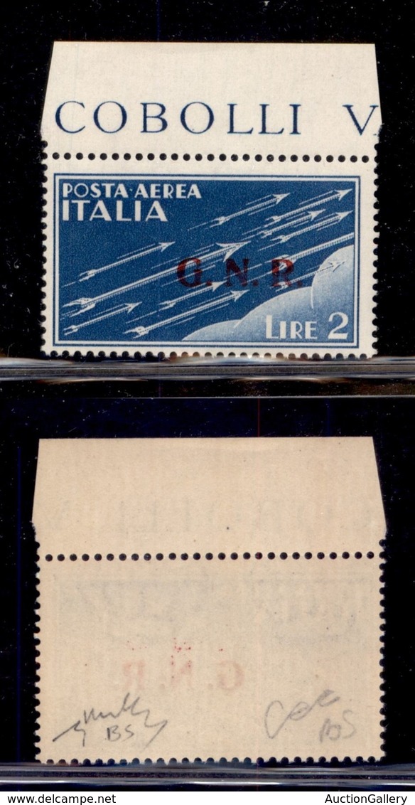 RSI - G.N.R. BRESCIA - 1943 - 2 Lire (122/II) Bordo Foglio - Gomma Integra - Chiavarello (525) - Altri & Non Classificati