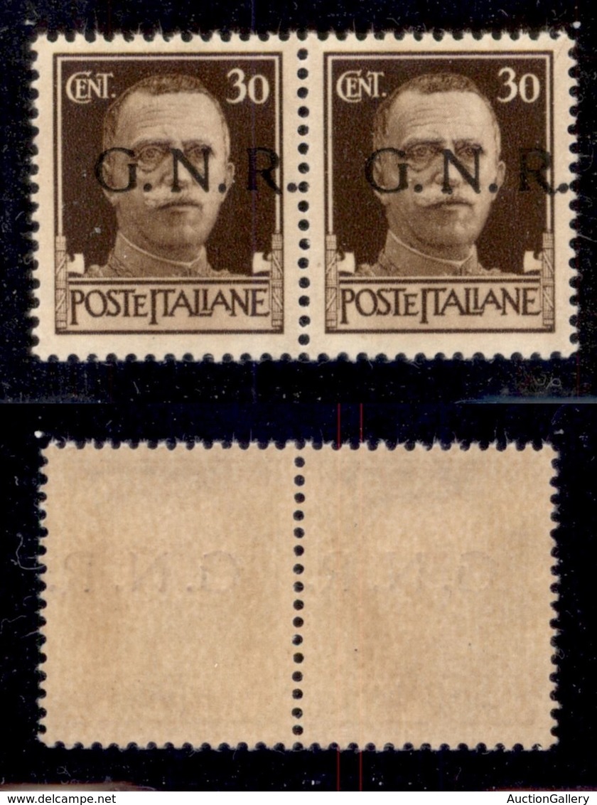 RSI - G.N.R. VERONA - 1944 - 30 Cent (475hab + 475 Errore Hac) - Coppia Con Soprastampe Spostate - Punto Grosso Dopo R A - Sonstige & Ohne Zuordnung