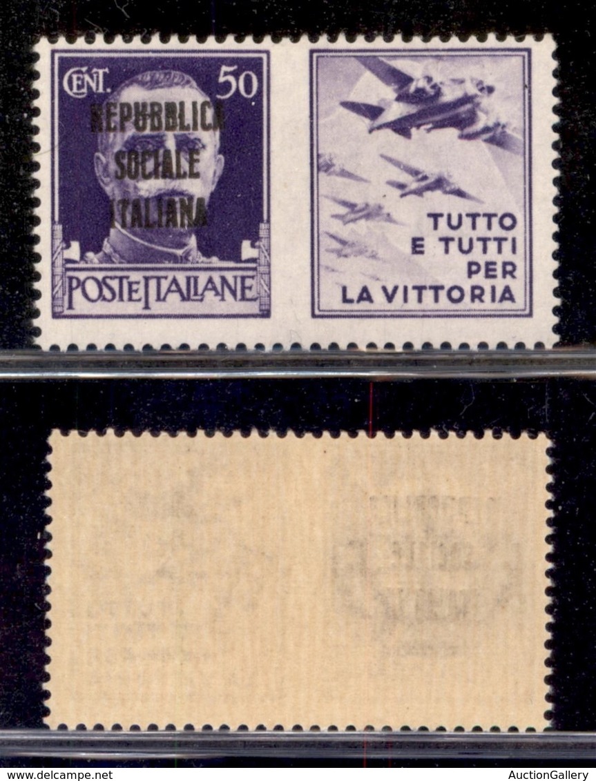 RSI - SAGGI - 1944 - 50 Cent Aviazione Con Soprastampa (in Nero) Non Adottata - Gomma Integra - Sonstige & Ohne Zuordnung