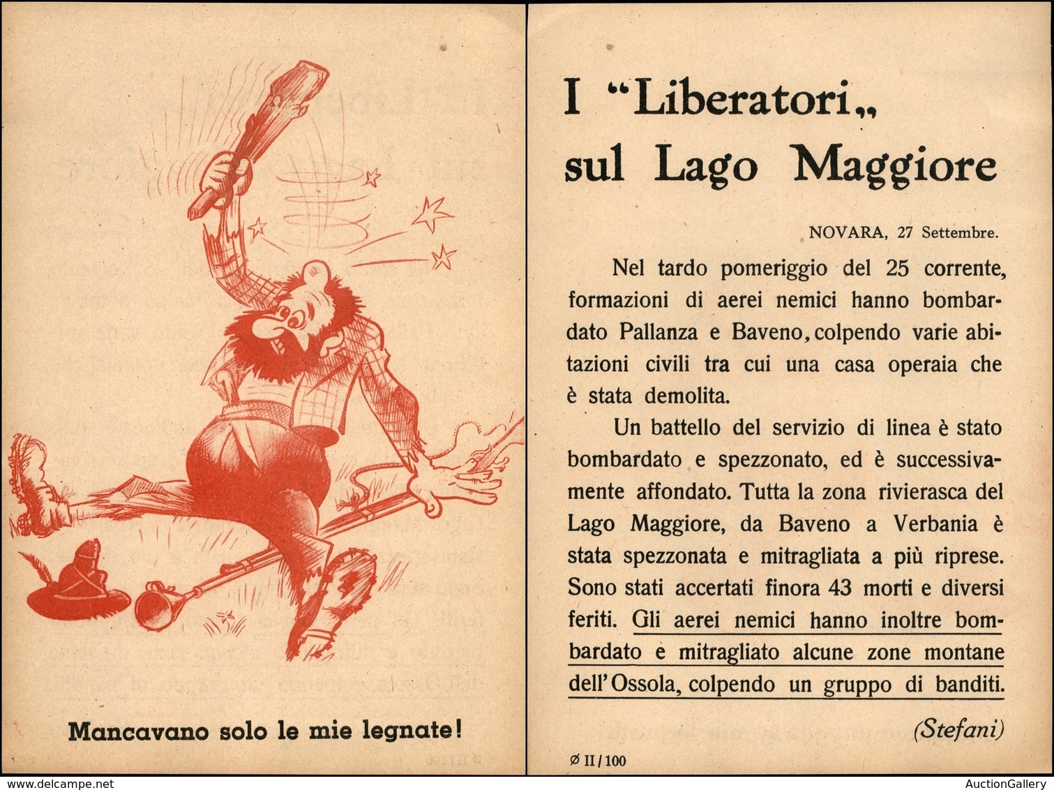 RSI - PROPAGANDA RSI - 1944 - I Liberatori Sul Lago Maggiore - Volantino Fronte Retro Di Propaganda - Sonstige & Ohne Zuordnung