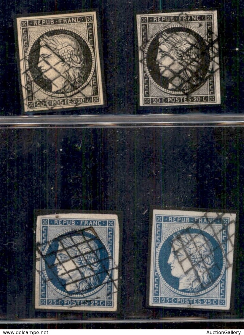EUROPA - FRANCIA - 1849 - 20 Cent (3+3) + 25 Cent (4+4) - Quattro Valori Usati - Other & Unclassified
