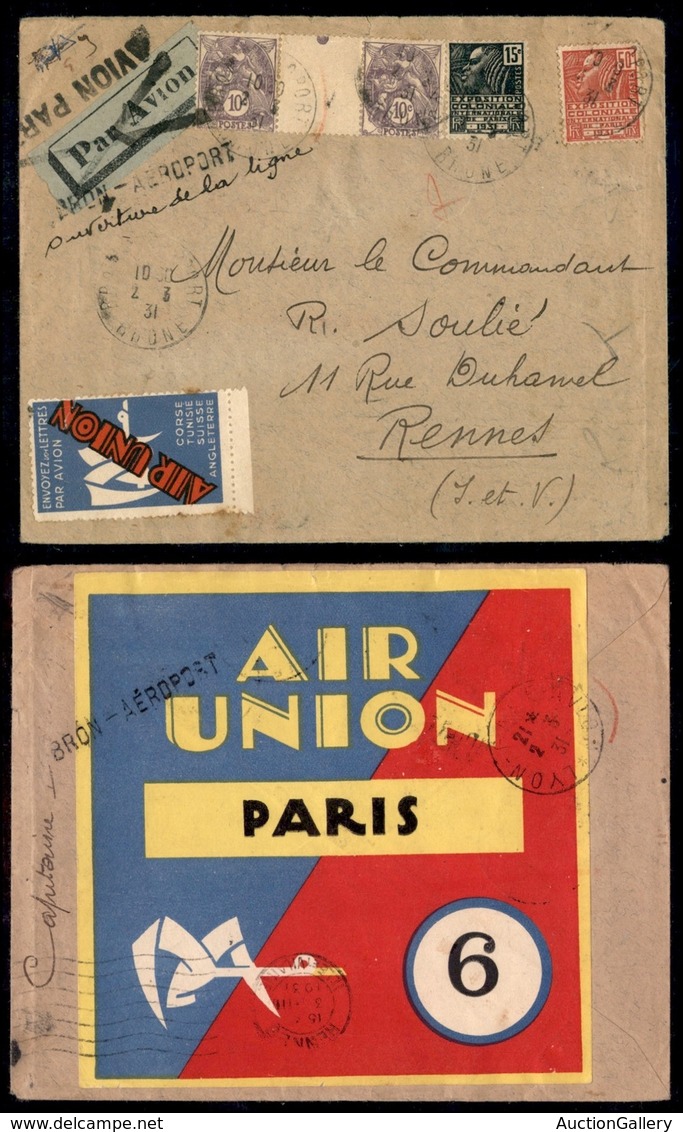 EUROPA - FRANCIA - 1931 (2 Marzo) - Aeroporto Di Bron/Apertura Della Linea - Aerogramma Per Rennes - Sonstige & Ohne Zuordnung