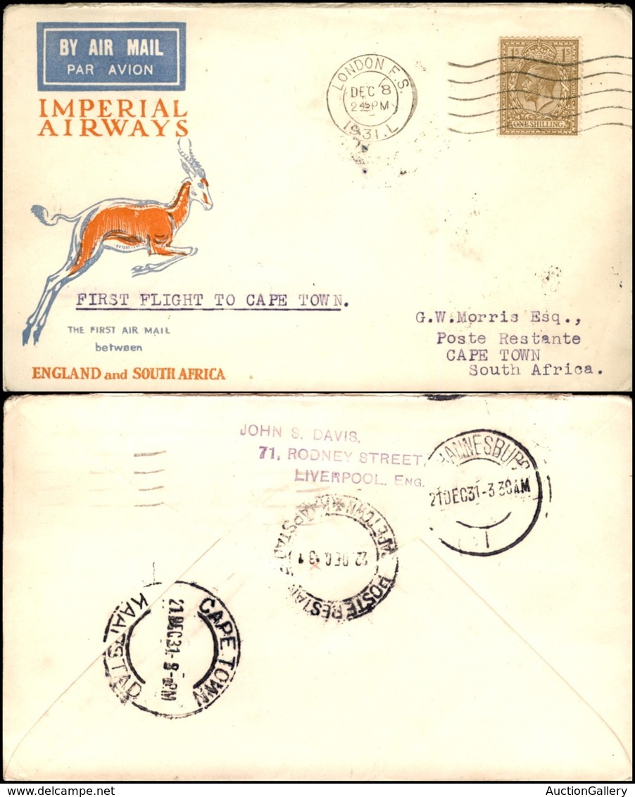 EUROPA - GRAN BRETAGNA - 1931 (8 Dicembre) - Impreial Airways Londra Città Del Capo (via Johannesburg) - Aerogramma Del  - Sonstige & Ohne Zuordnung