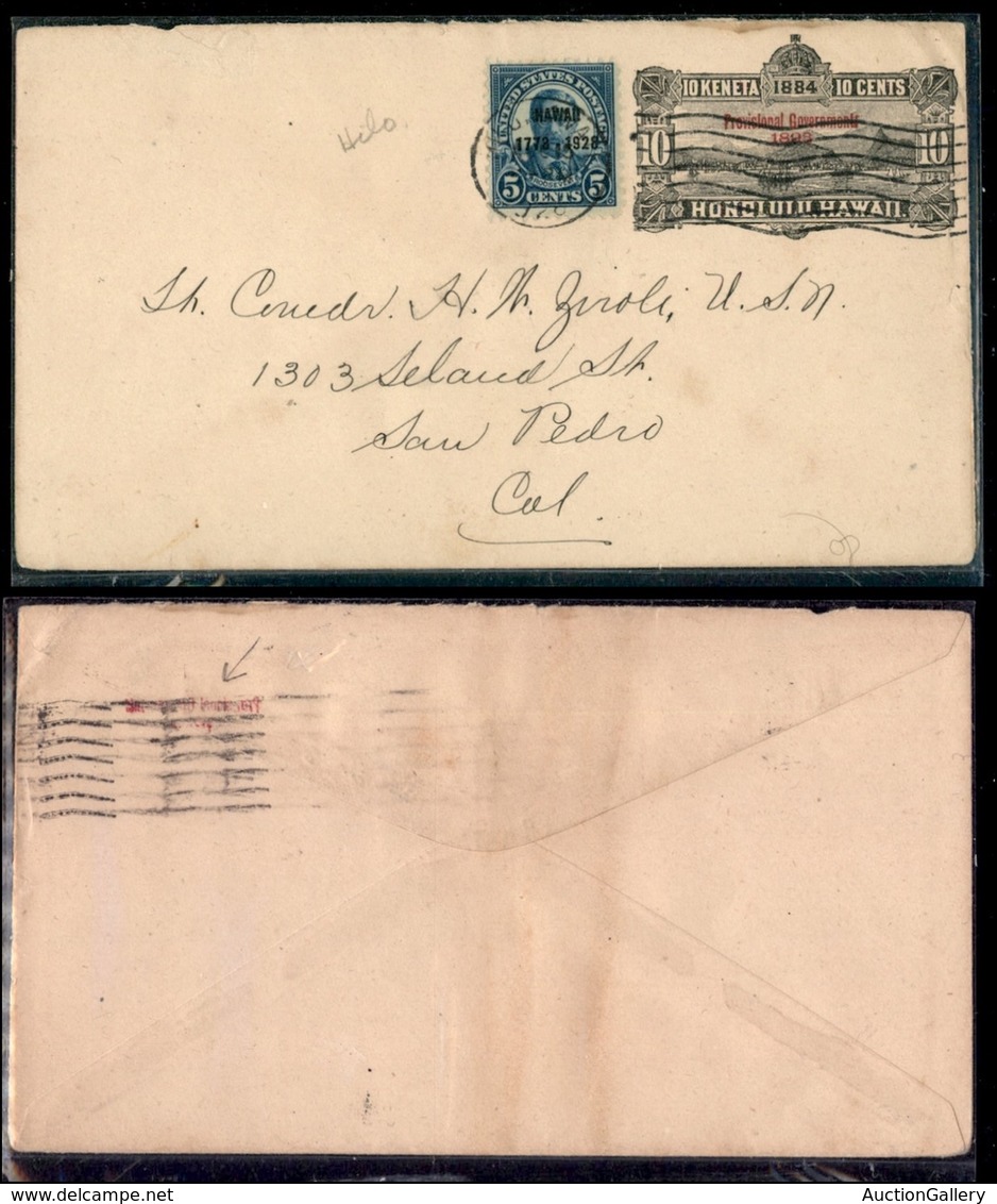 OLTREMARE - HAWAII - Provisional Government 1893 - 5 Cent Soprastampato Su Intero Postale Da 10 Cent (Scott U14) Con Sop - Altri & Non Classificati