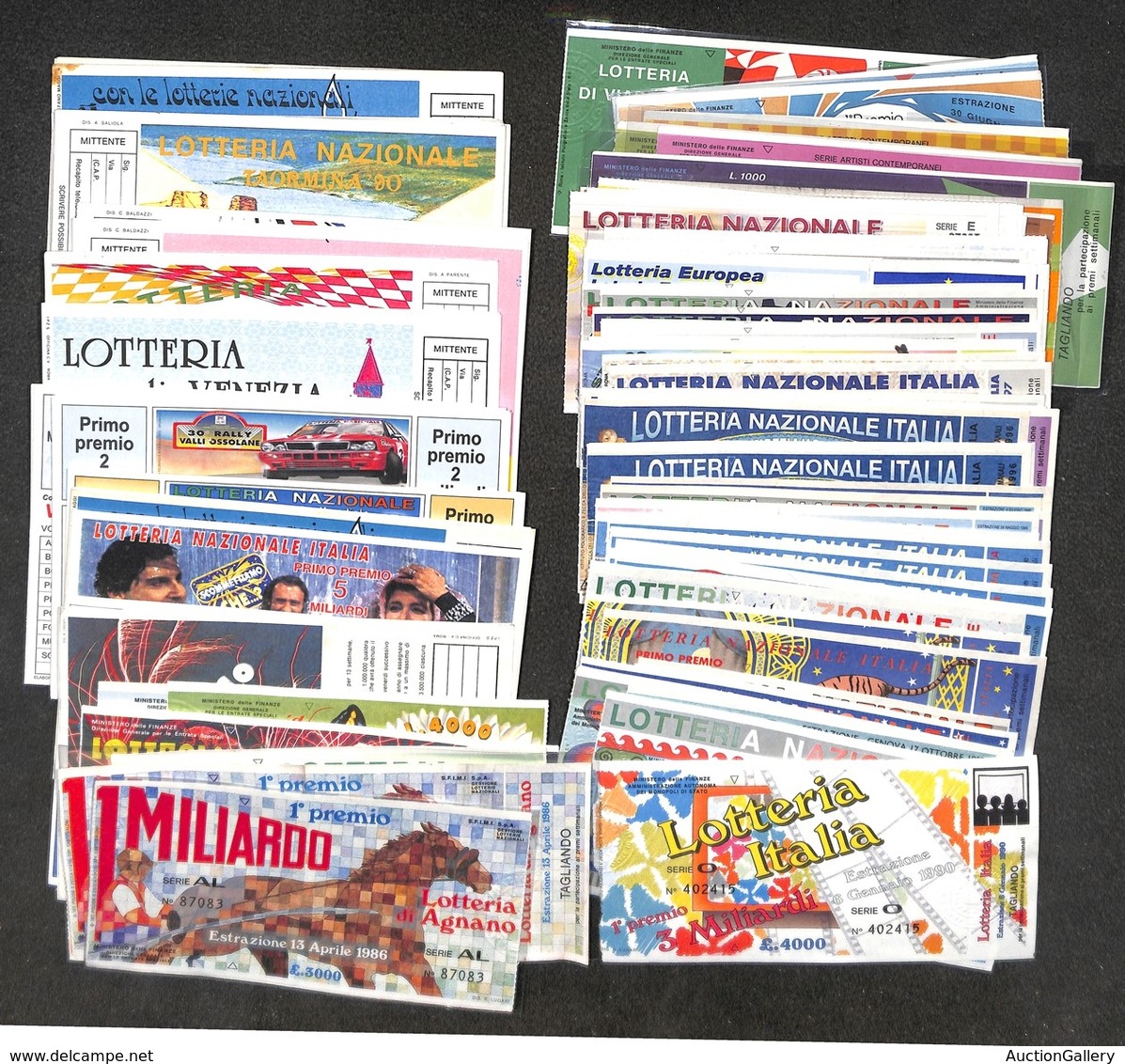 LOTTI E COLLEZIONI - LOTTERIE NAZIONALI - 1978/2005 - Oltre 70 Biglietti (molti Fior Di Stampa) Più 40 Cartoline Per Lo  - Sonstige & Ohne Zuordnung