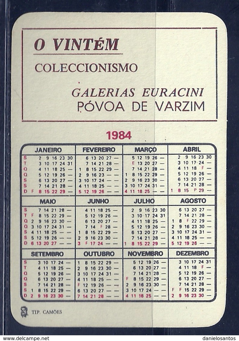 1984 Pocket Calendar Calandrier Calendario Portugal Arte Da Pesca Barcos Póvoa Do Varzim - Grand Format : 1981-90