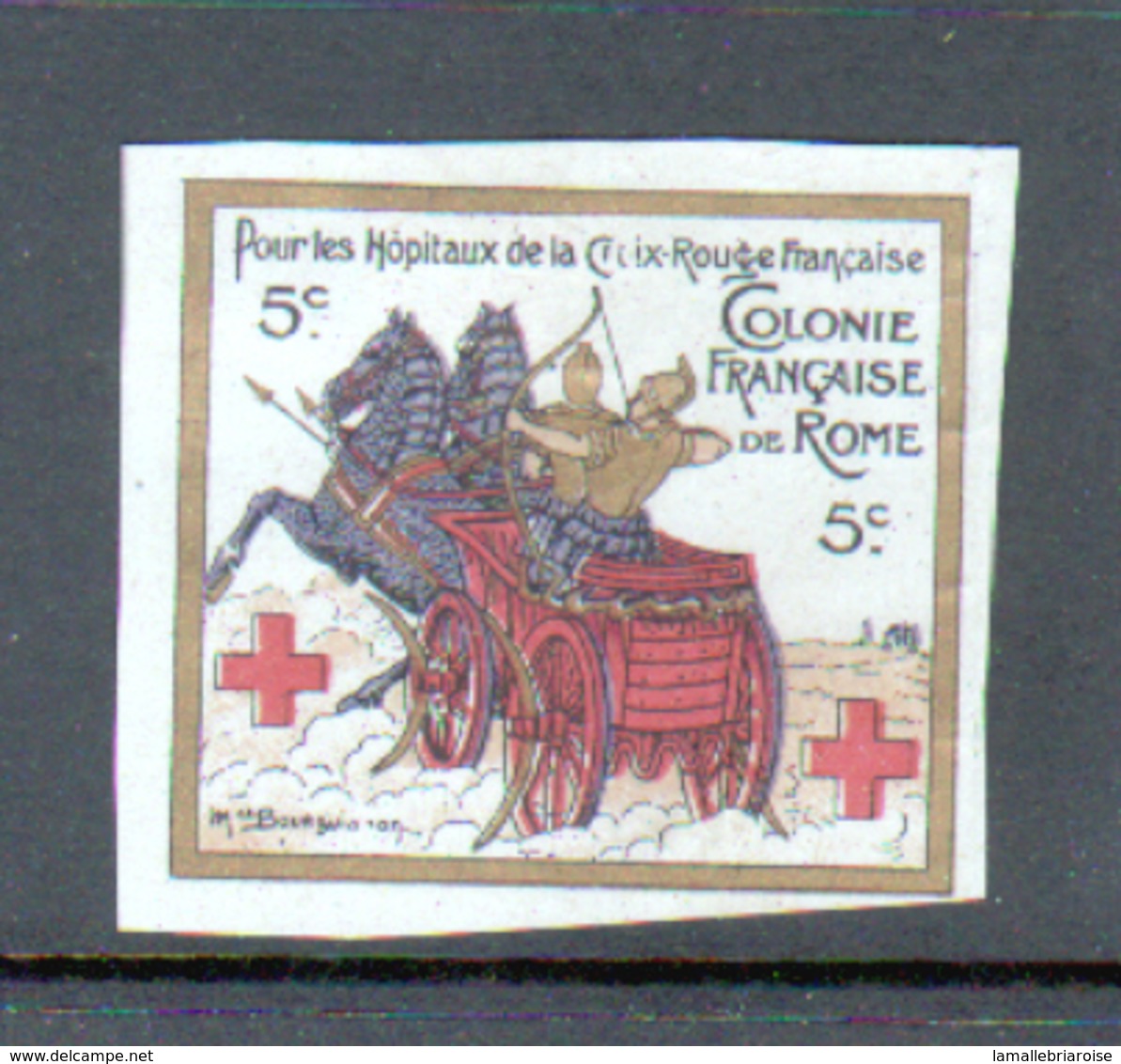 Erinophilie, Vignette Pour Les Hopitaux De La Croix Rouge Francaise, Colonie Francaise De Rome - Cruz Roja