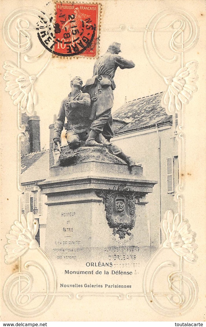 CPA 45 ORLEANS MONUMENT DE LA DEFENSE  CARTE EN RELIEF GAUFRÉE - Orleans