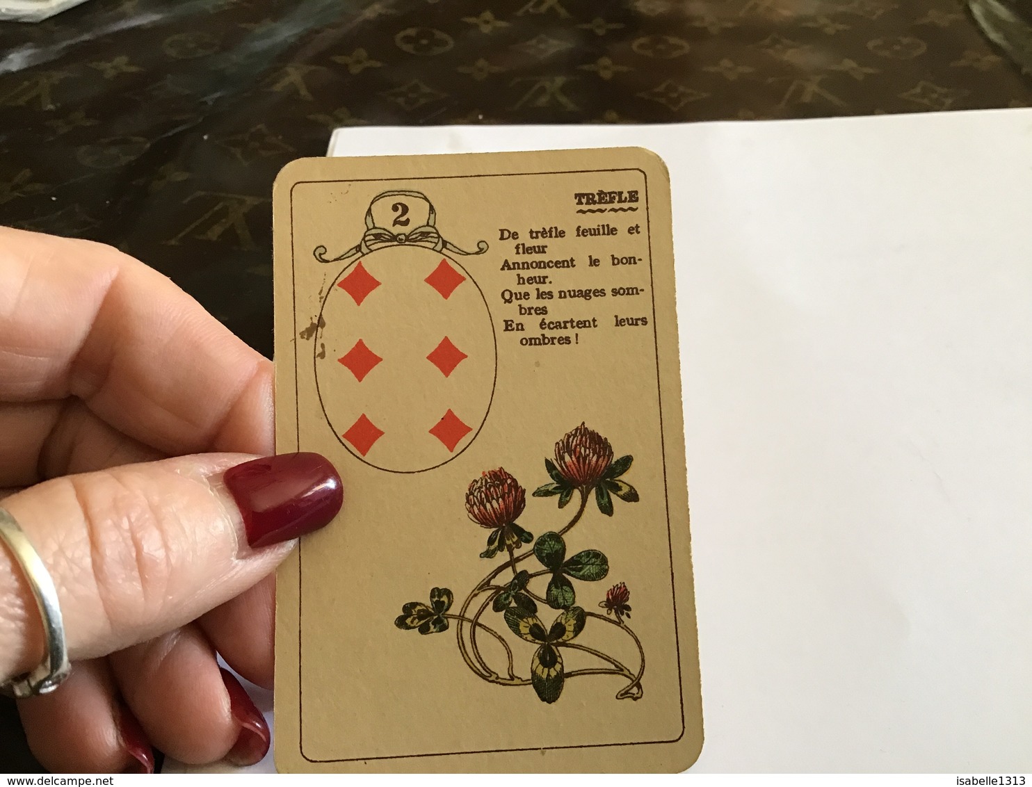 Carte A Jouer Carreaux  Trèfle Des Trèfle Feuilles Et Fleurs Annonce Le Bonheur - Autres & Non Classés