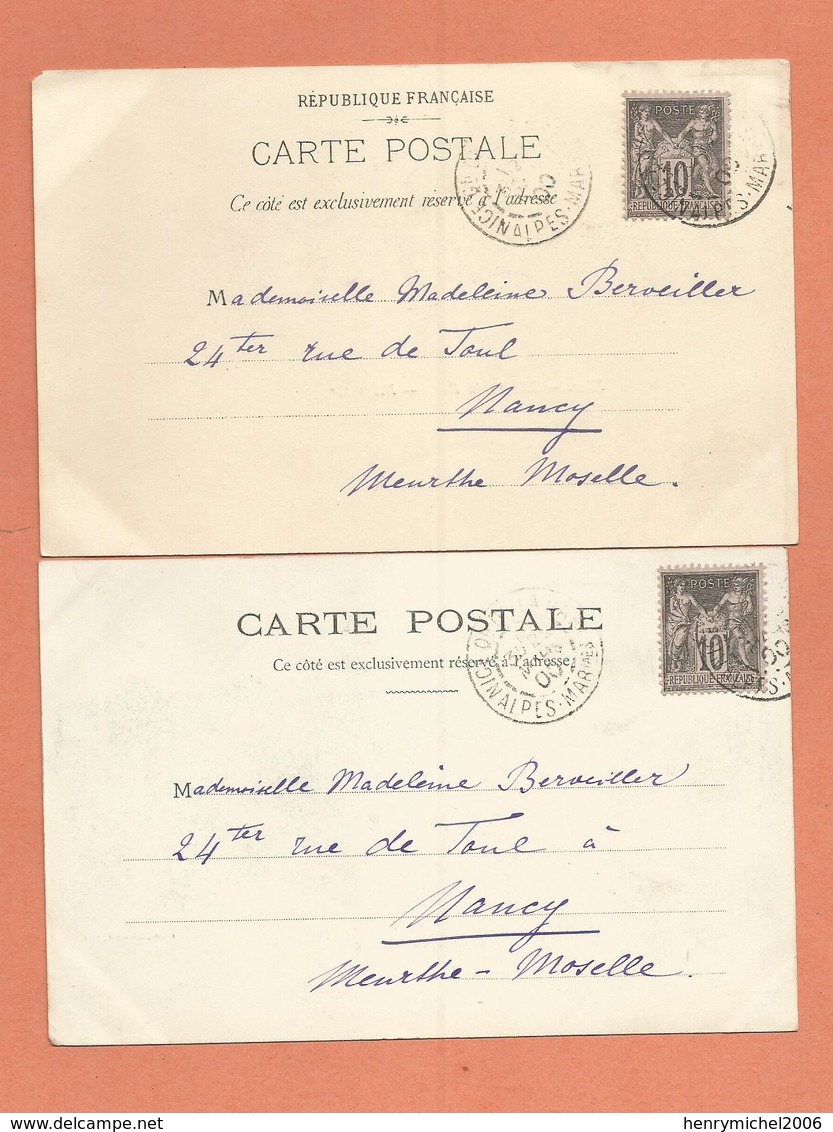 Marcophilie  Lot 2 Cpa Nice 06 Cachet 1900 Pour Nancy - 1877-1920: Semi-moderne Periode