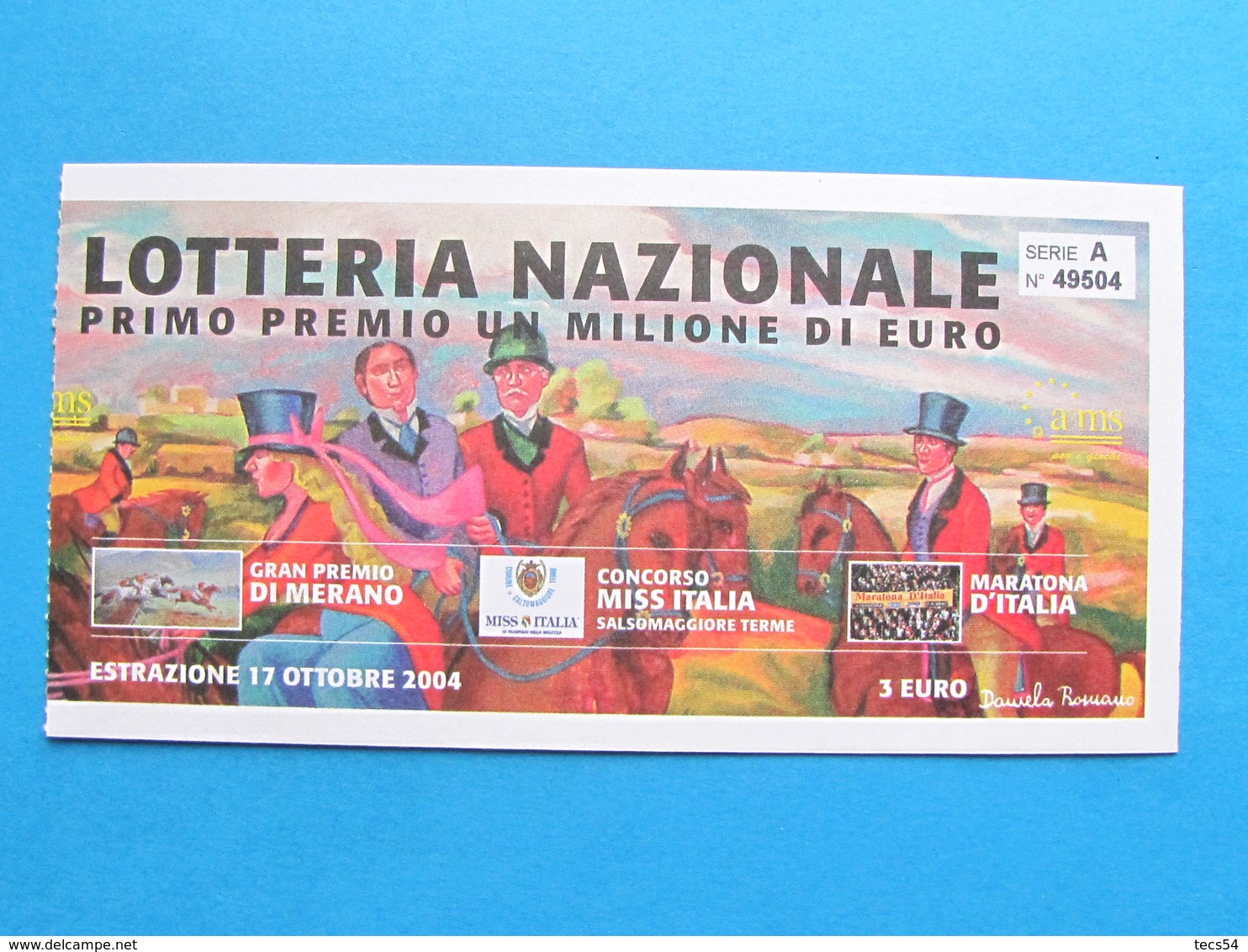 BIGLIETTO LOTTERIA MERANO MISS ITALIA MARATONA D'ITALIA 2004 - FDS - Biglietti Della Lotteria