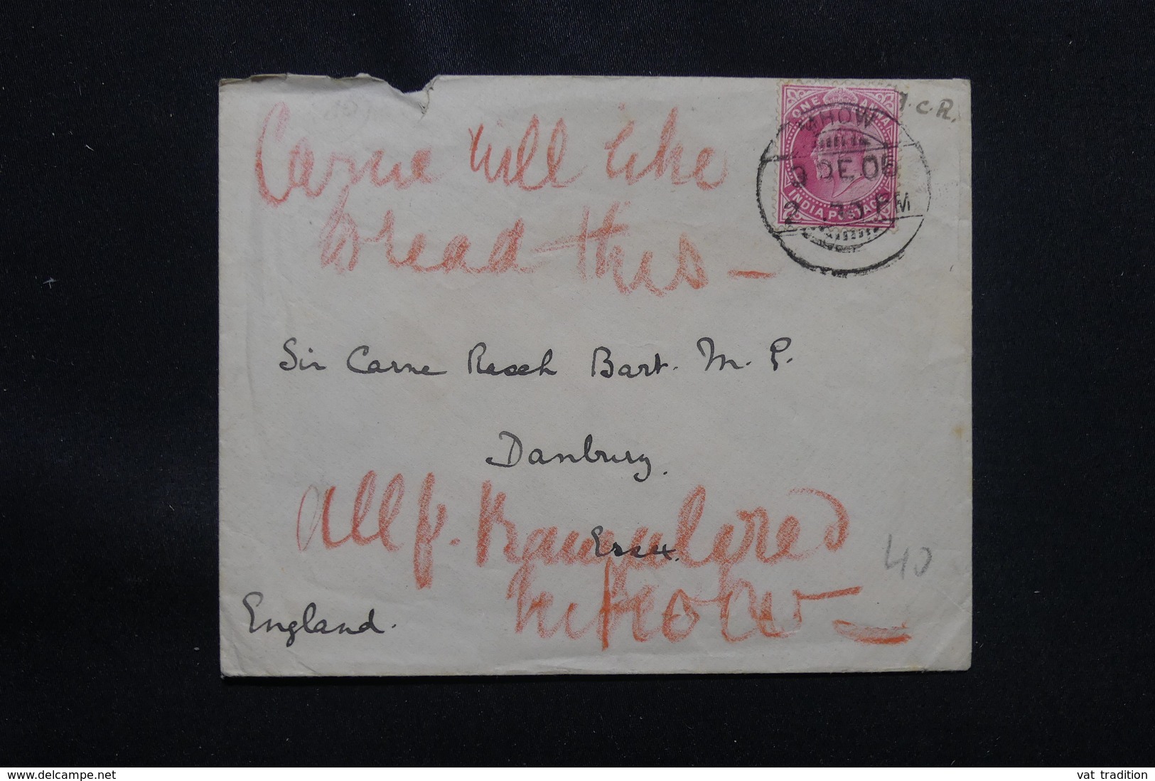 INDE - Enveloppe Pour Le Royaume Uni En 1906, Affranchissement Plaisant - L 57183 - 1902-11  Edward VII