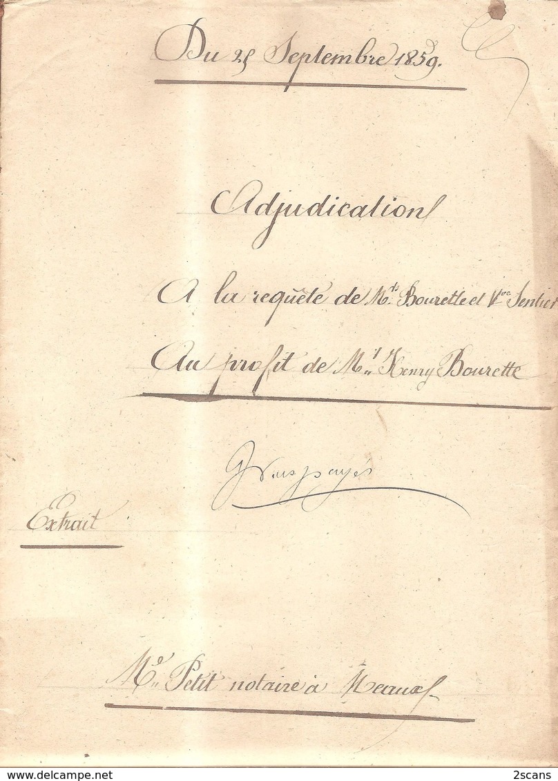 77 VILLENOY - 1859 - Vente Au Profit De M. Henry BOURETTE (pièce De Terre Lieu-dit "au Moulin à Vent") - RATTIER, BITARD - Villenoy