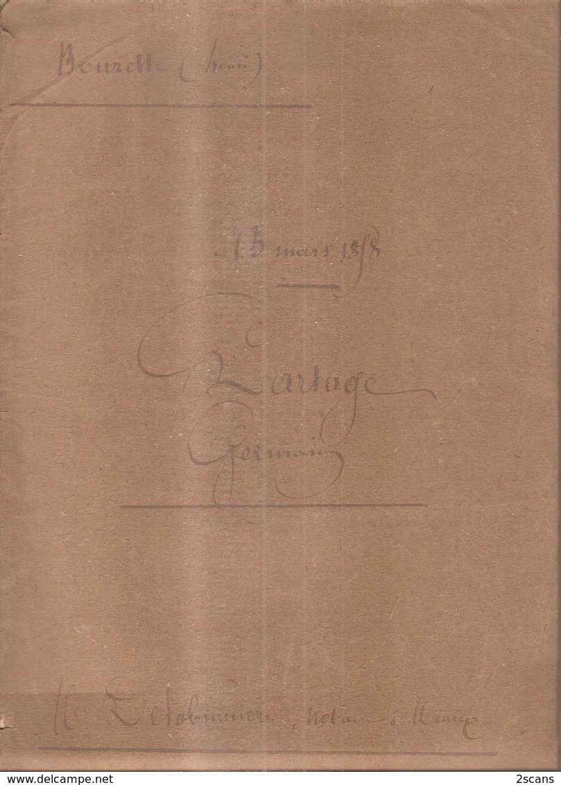 Dépt 77 - VILLENOY - 1858 - "Partage GERMAIN" - (familles GERMAIN, MAILLARD, LAUNAY, FORTIN, BOURETTE) - Meaux - Villenoy