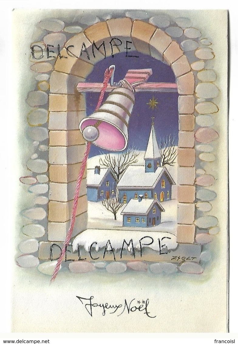 Pop Up Card. Cloche Et Village Sous La Neige. Sainte Famille à La Crèche. Signée Zsolt. - Autres & Non Classés