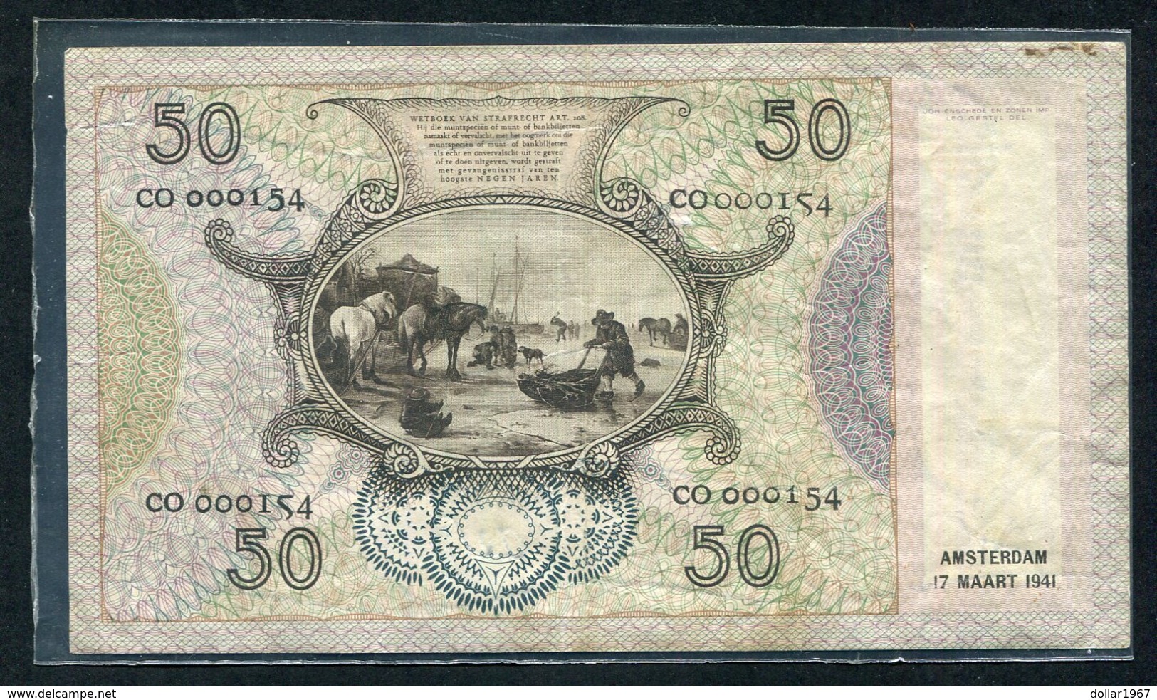 Netherlands  - 50 Gulden 1941 'Oestereetster' 17-3-1941 - CO 000154. - See The 2 Scans For Condition.(Originalscan ) - [1] …-1815 : Antes Del Reino