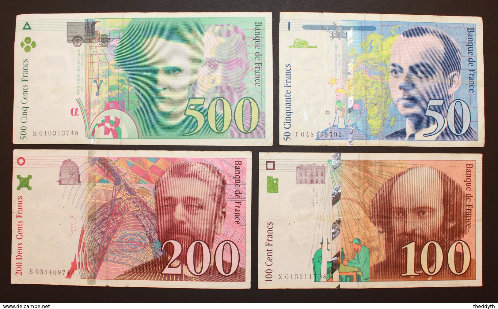 Lot 4 Billets : 500, 200, 100 Et 50 Francs - 500 F 1994-2000 ''Pierre Et Marie Curie''