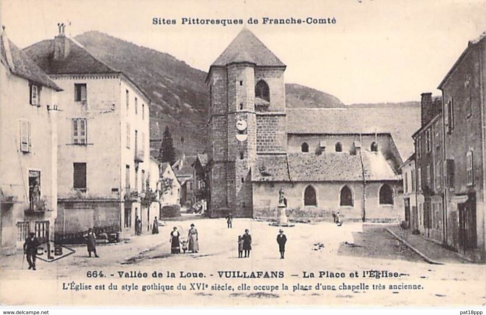 25 - VUILLAFANS ( Vallée De La Loue ) La Place Et L'Eglise - CPA Village (730 Habitants ) - Doubs ( Franche Comté ) - Other & Unclassified