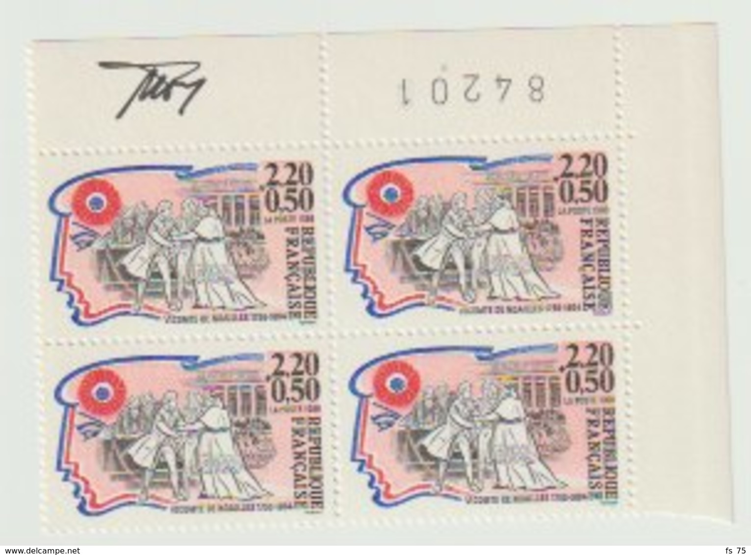 FRANCE - N°2564/2569 - PERSONNAGES CELEBRES DE LA REVOLUTION - 6 BLOCS DE 4 - SIGNES FORGET - Unused Stamps