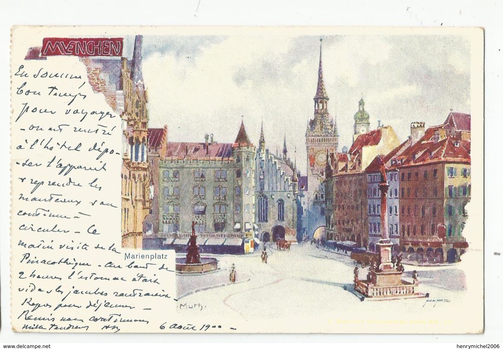 Allemagne Bavière  Muenchen Illustrateur Muth Marienplatz 1900 - München