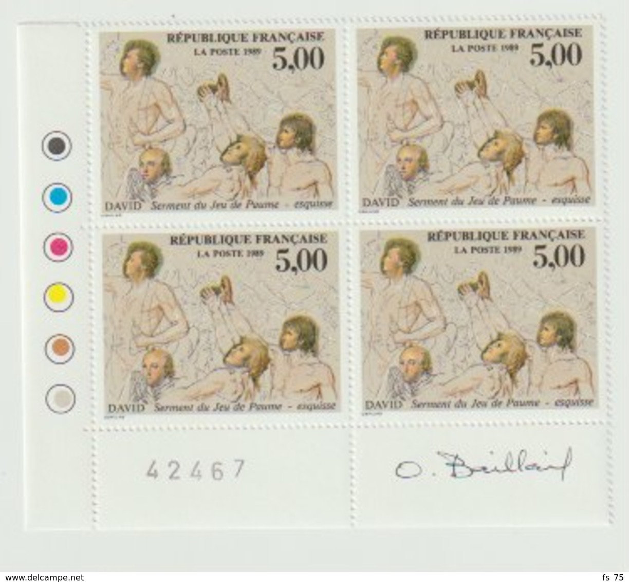 FRANCE - N°2591 - 5F - BICENTENAIRE DE LA DECLARATION DES DROITS DE L'HOMME - BLOC DE 4 - SIGNE O. BAILLAIT - Unused Stamps